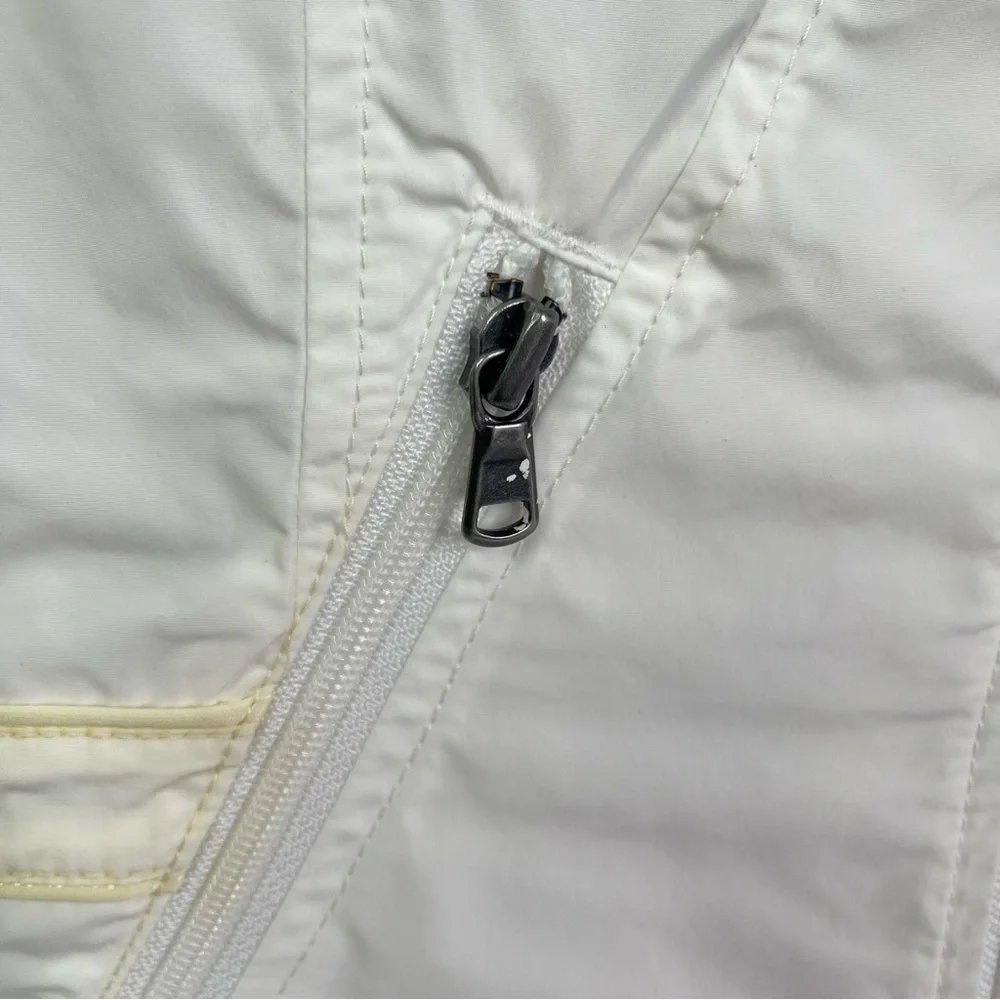 Calvin Klein Jeans White Rhinestone Logo Zip Windbreaker Jacket Girls M